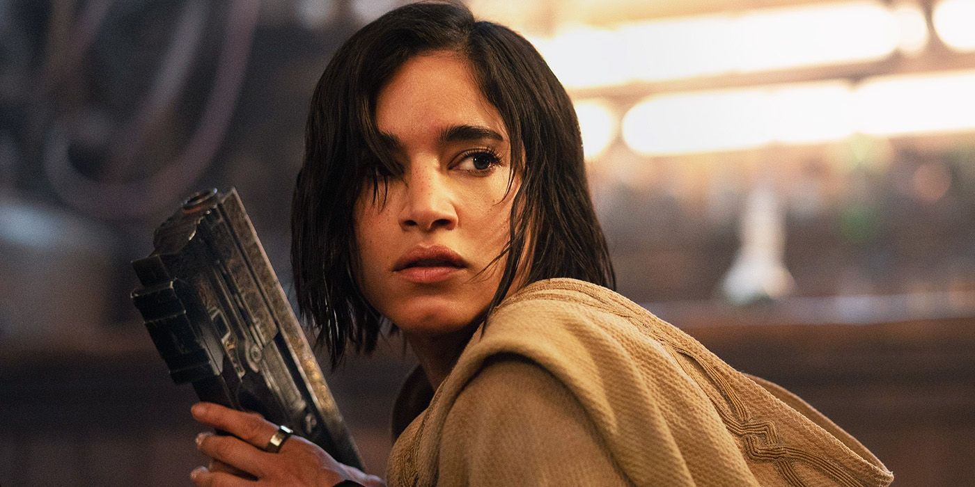 Sofia Boutella holding a gun in Rebel Moon Part One: A Child of Fire