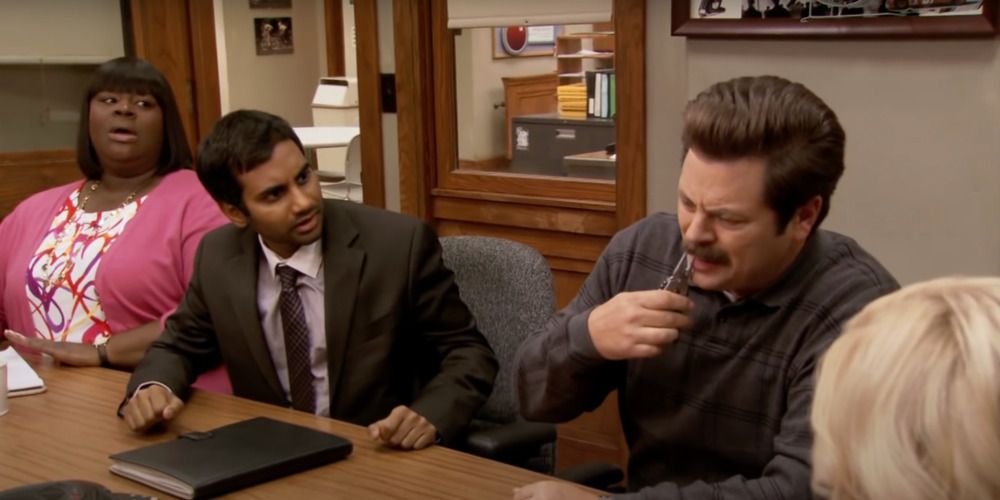 Ron Swanson pulling tooth in Parks and Rec