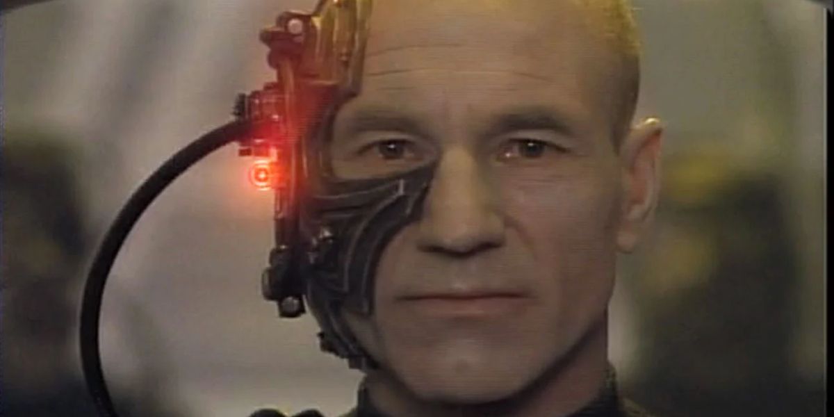 Patrick Stewart as the Locutus Jean-Luc Picard in Star Trek: The Next Generation