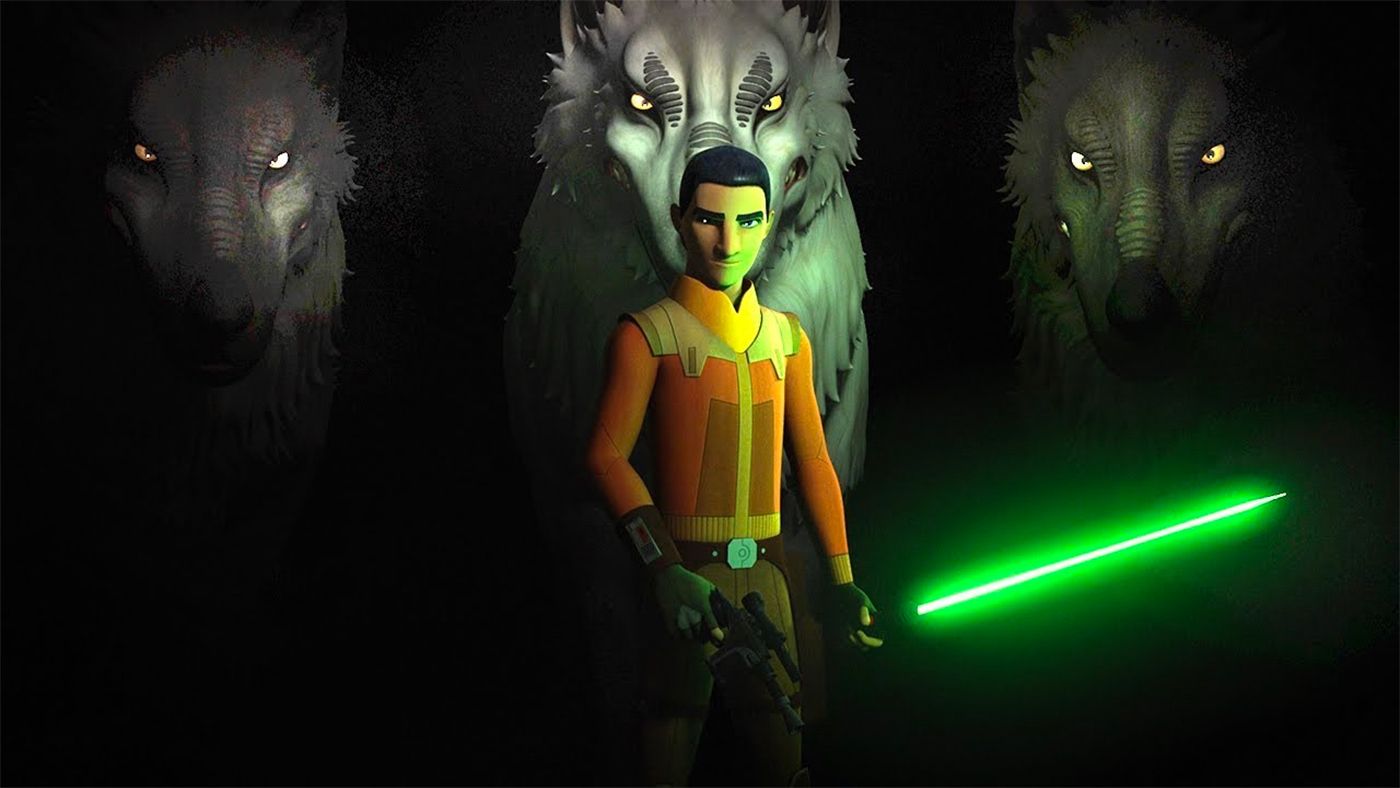 Ezra with Loth-Wolves in Star Wars Rebels