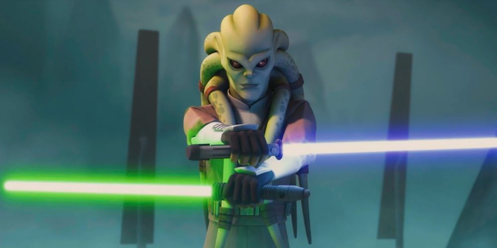 Kit Fisto wielding his and Nadarr's lightsabers