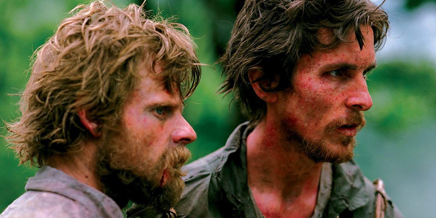 Steve Zahn and Christian Bale in 'Rescue Dawn', wounded and unkempt