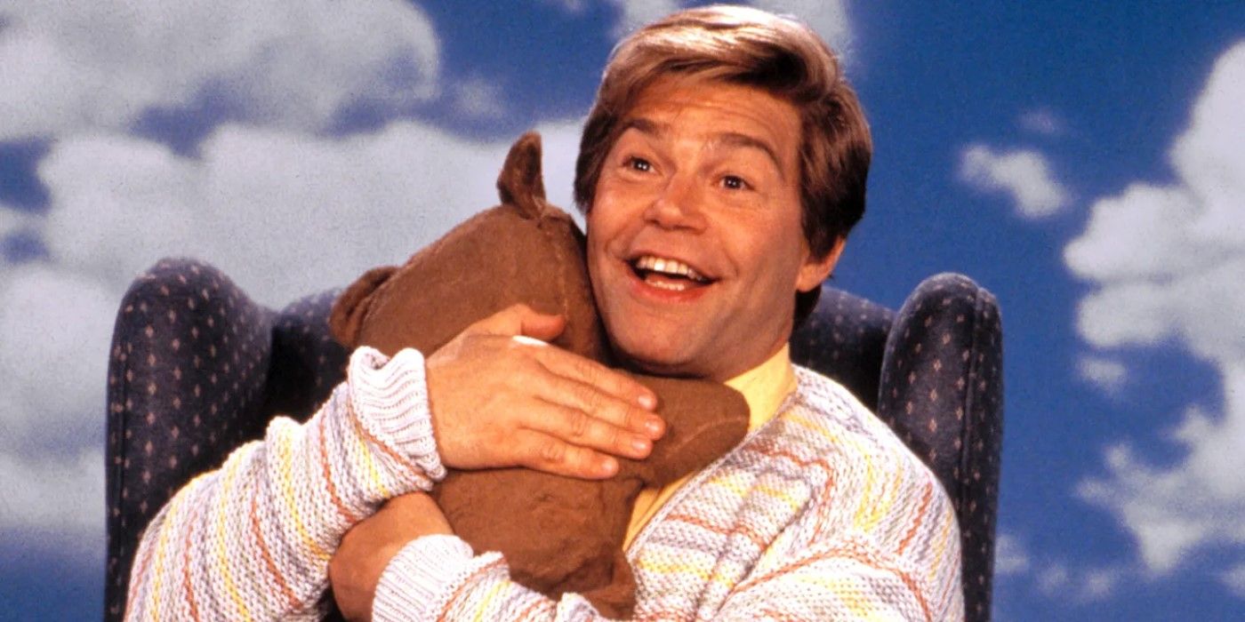Stuart Smalley hugs a teddy bear in 'Stuart Saves His Family'