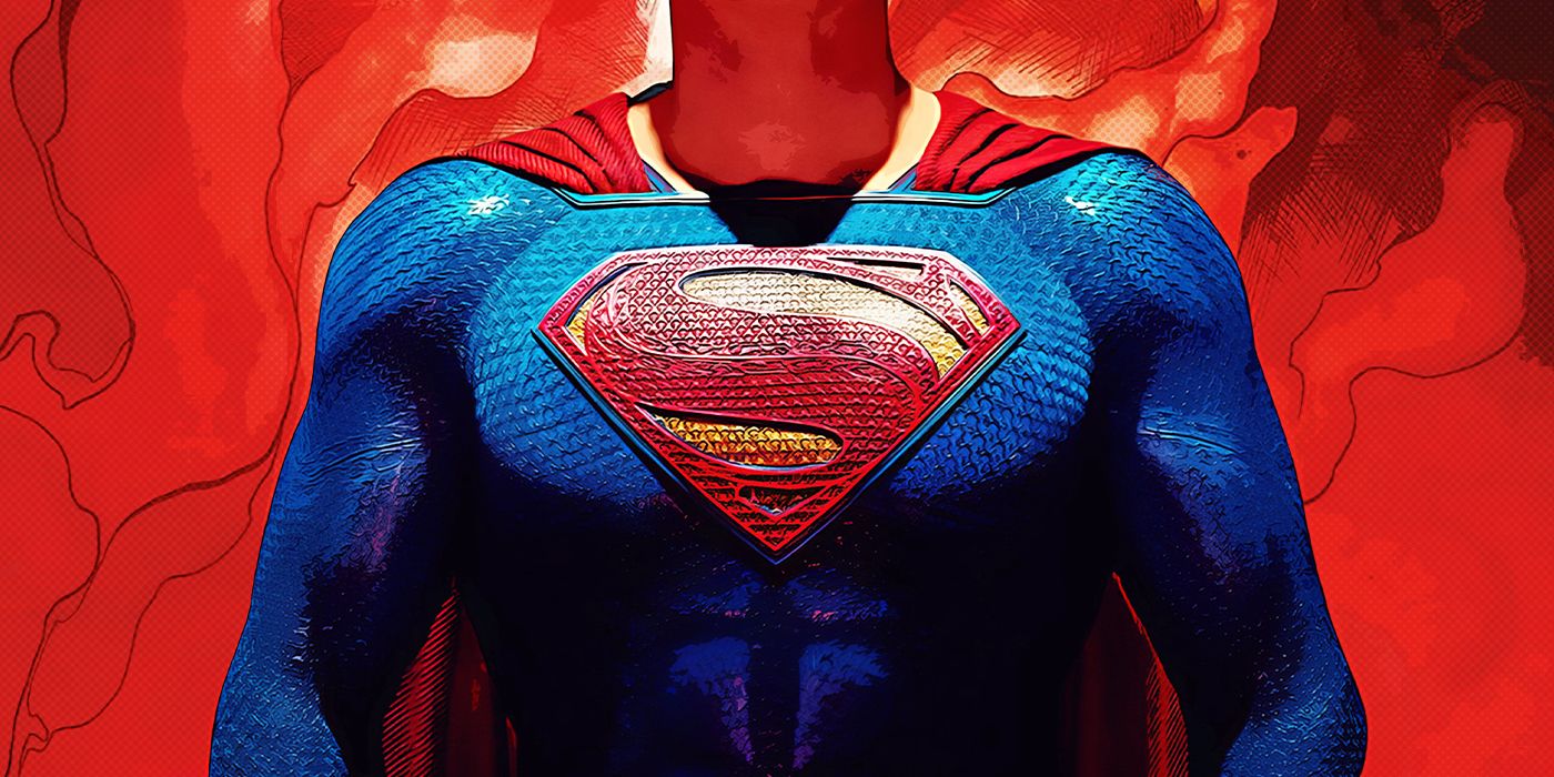 Custom image of Superman's chest, showing his logo, against a red background