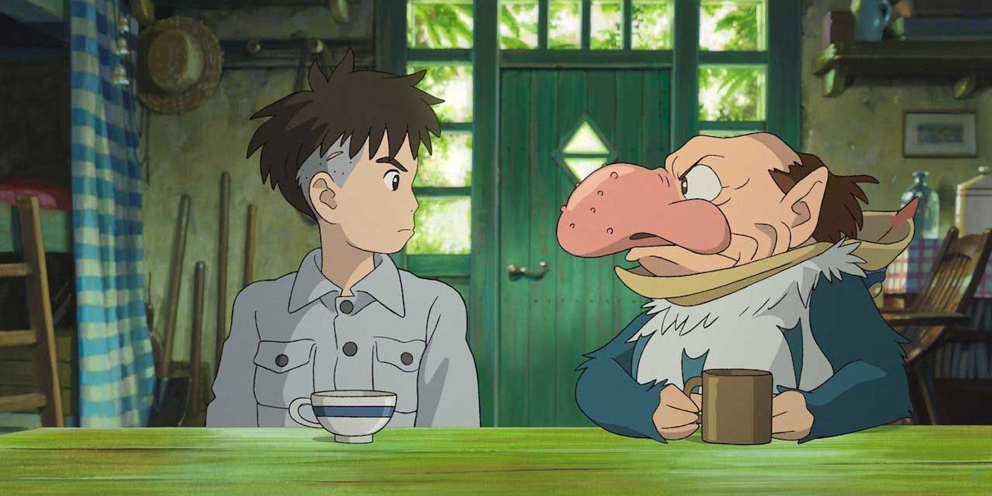 Mahito, looking at the human avatar of the heron in The Boy and The Heron