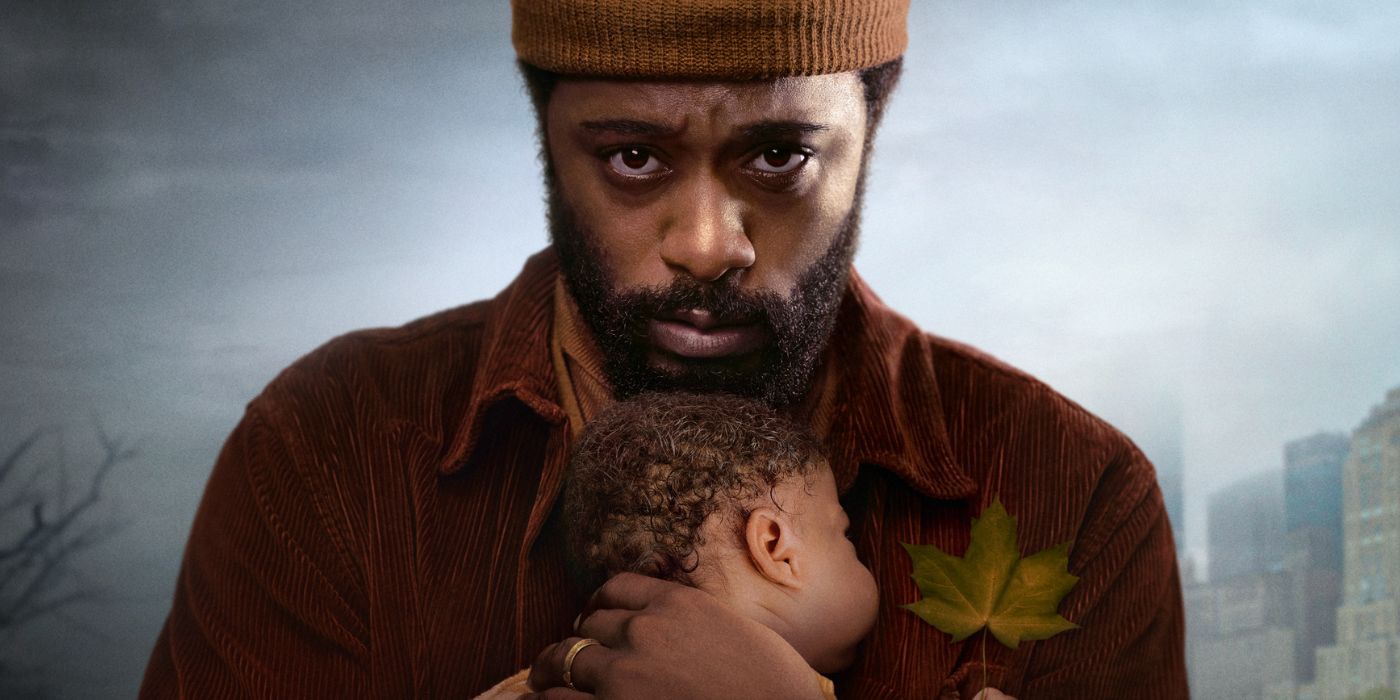 LaKeith Stanfield holding a baby in the poster for The Changeling