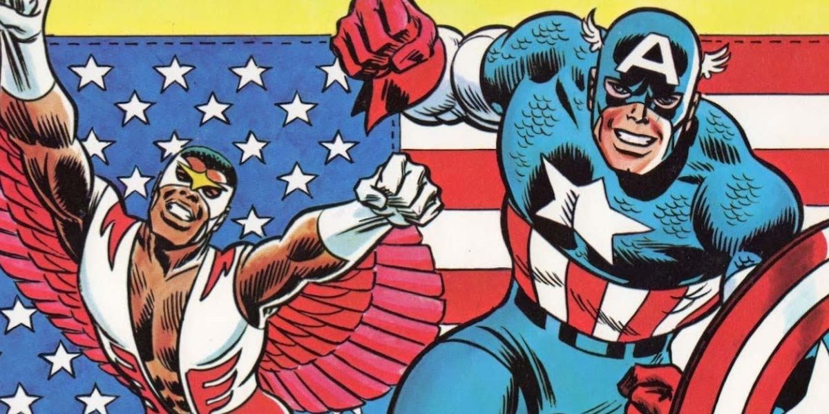The Falcon with Captain America in the pages of Marvel Comics
