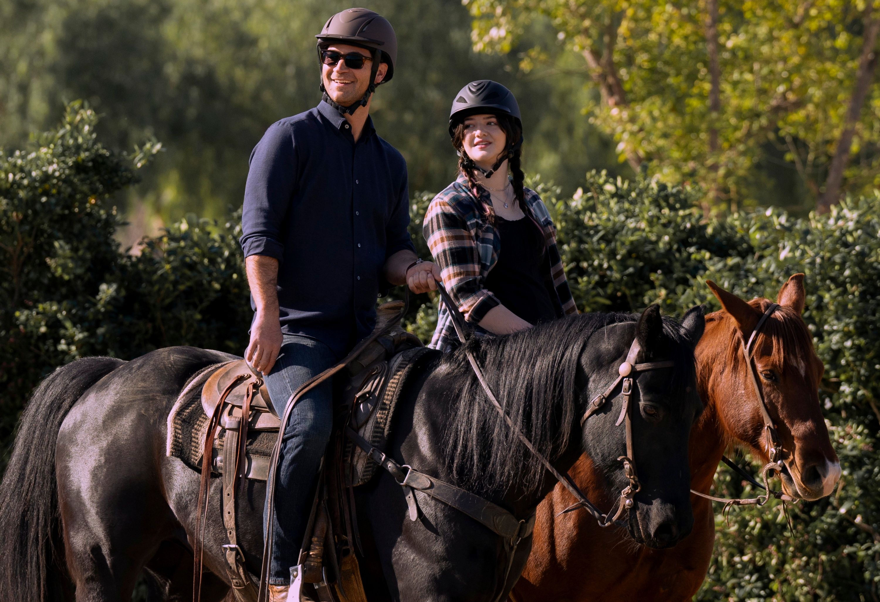 Manuel Garcia-Rulfo as Mickey Haller and Krista Warner as Mickey's daughter Hayley Haller in Season 2 Part 2 of The Lincoln Lawyer