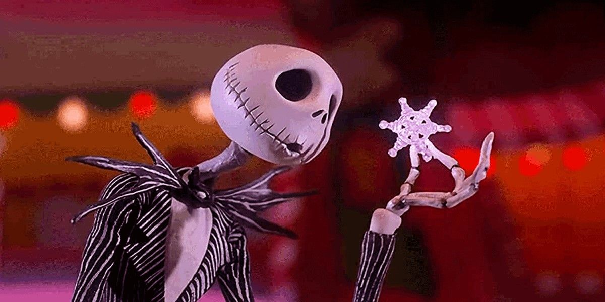 Jack Skellington holds a snowflake in 'The Nightmare Before Christmas'