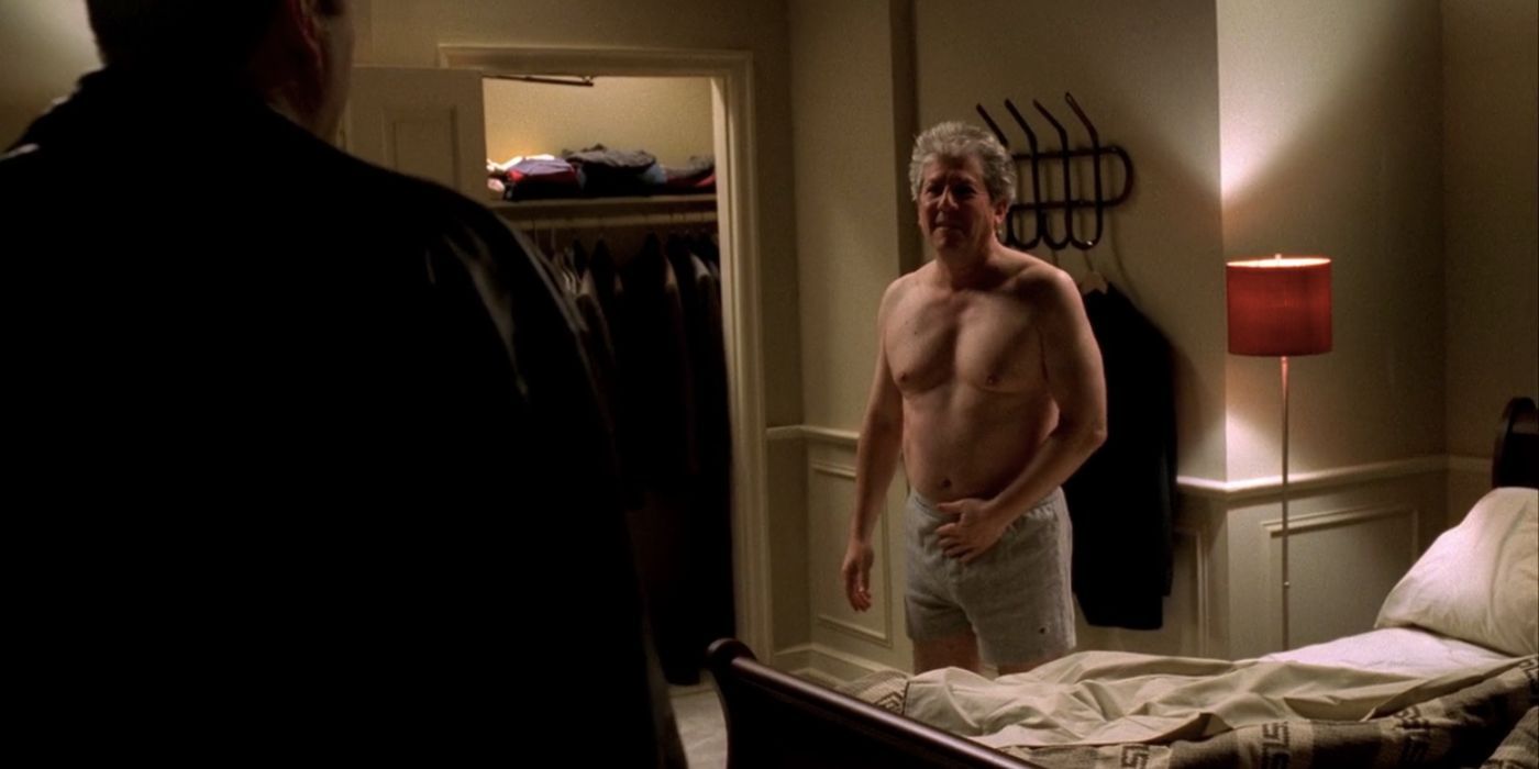 Peter Riegert standing in his bedroom in The Sopranos