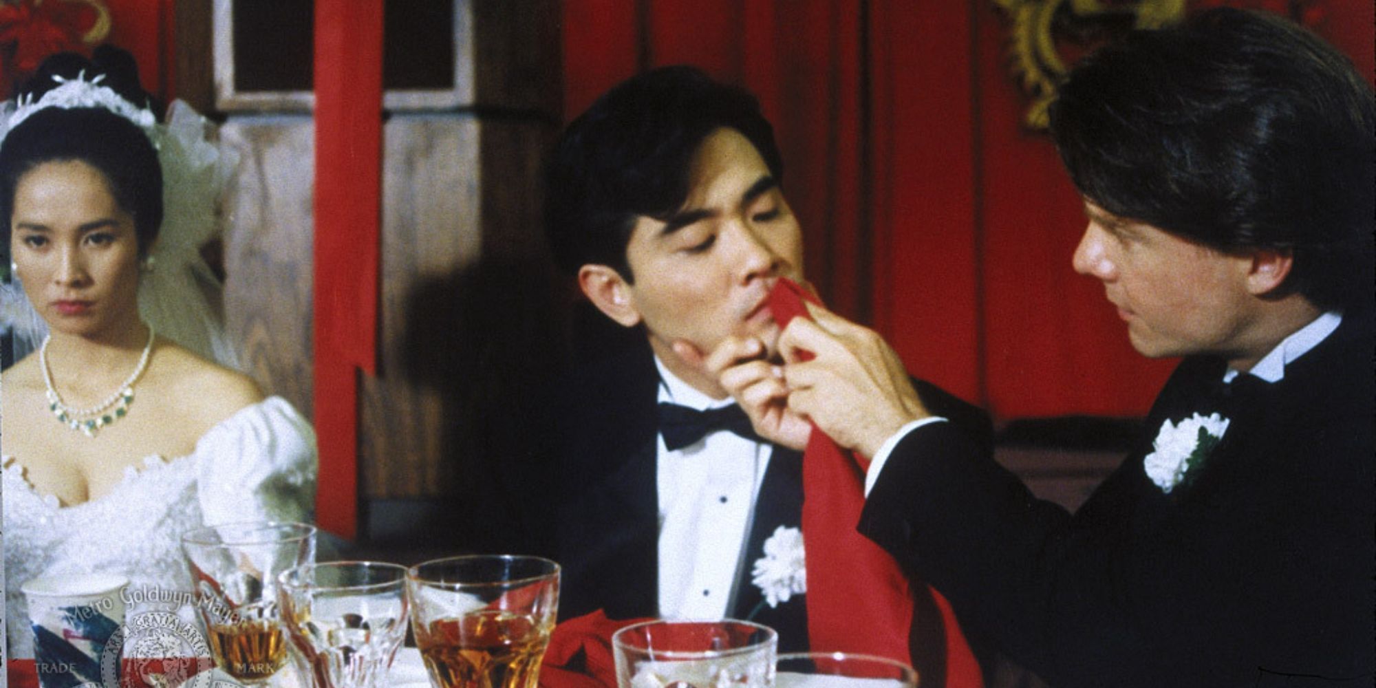 A man cleaning Winston Chao&rsquo;s mouth in The Wedding Banquet.
