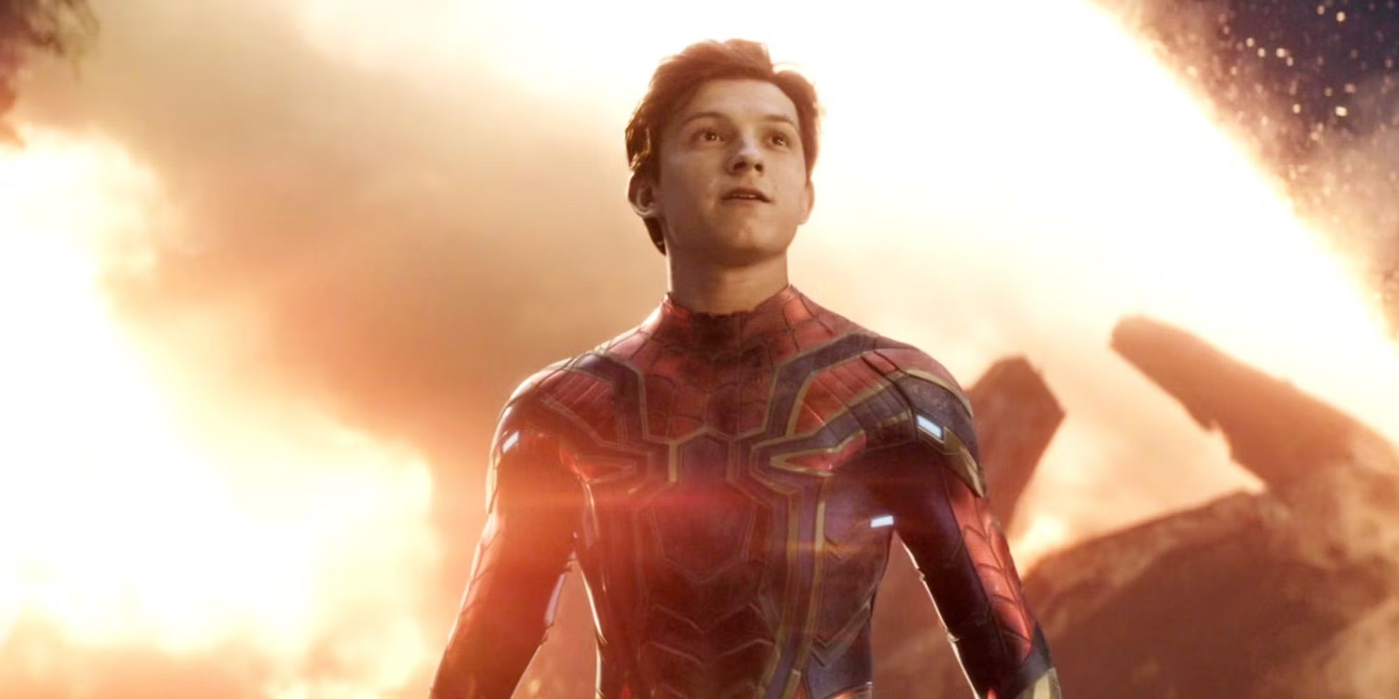Spider-Man coming out of a magic portal in Avengers Endgame