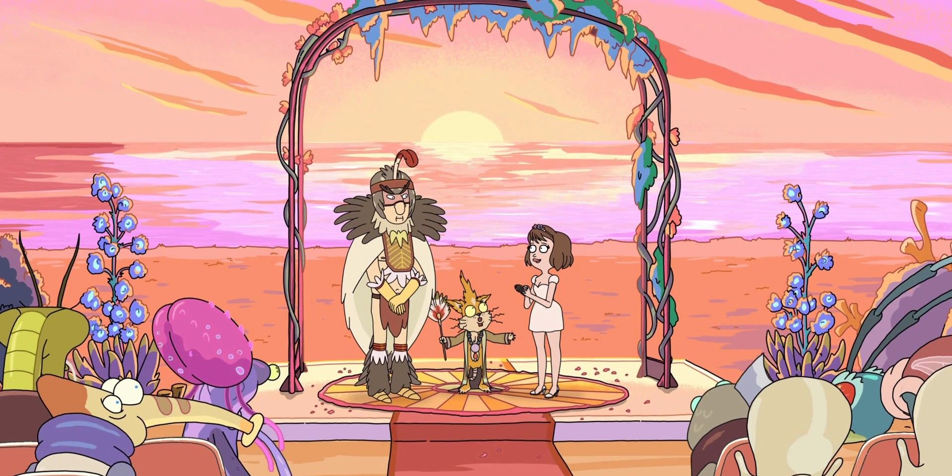 'Rick and Morty' still of Bird Person and Tammy's wedding.