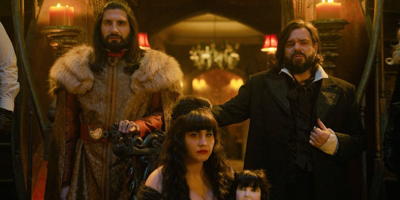The Staten Island vampires posing for a portrait in What We Do in the Shadows.