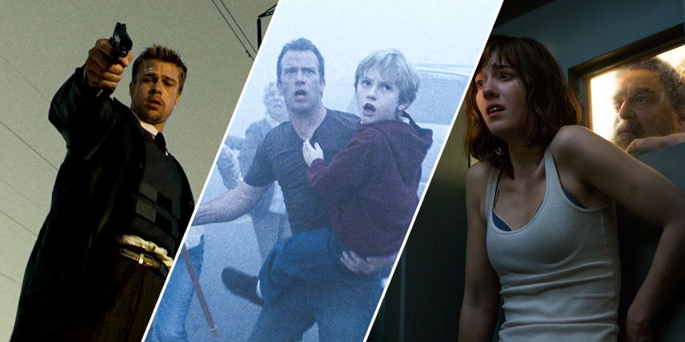 Brad Pitt in 'Se7en', Thomas Janes in 'The Mist', and Mary Elizabeth Winstead in '10 Cloverfield Lane'