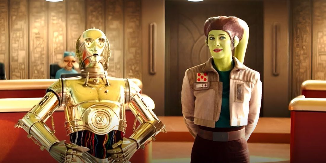 C-3PO (Anthony Daniels) aids Hera Syndulla (Mary Elizabeth Winstead)