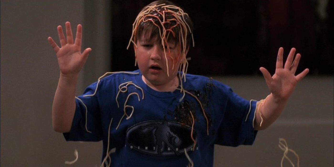 Angus T. Jones as Jake covered in paste in Two and a Half Men-1