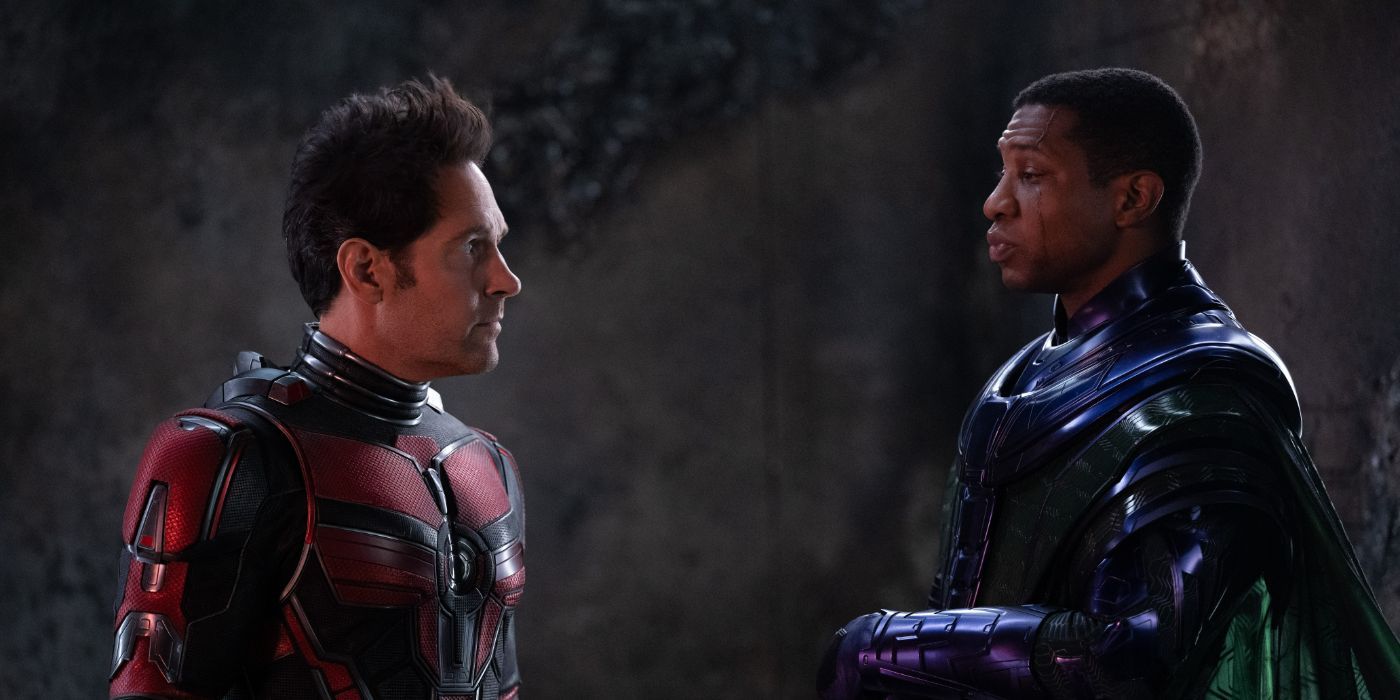 Ant-Man and Kang share a conversation in Ant-Man and the Wasp: Quantumania 