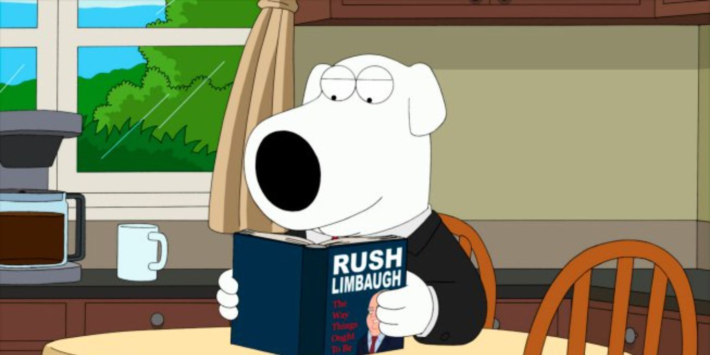 Brian Griffin  reading a book in Family Guy