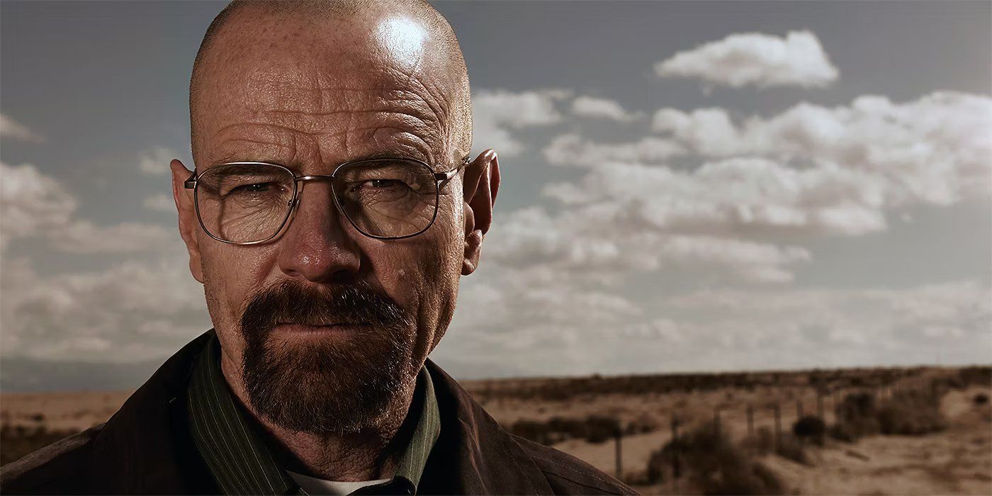 Walter White looking directly at the camera while in the desert in Breaking Bad