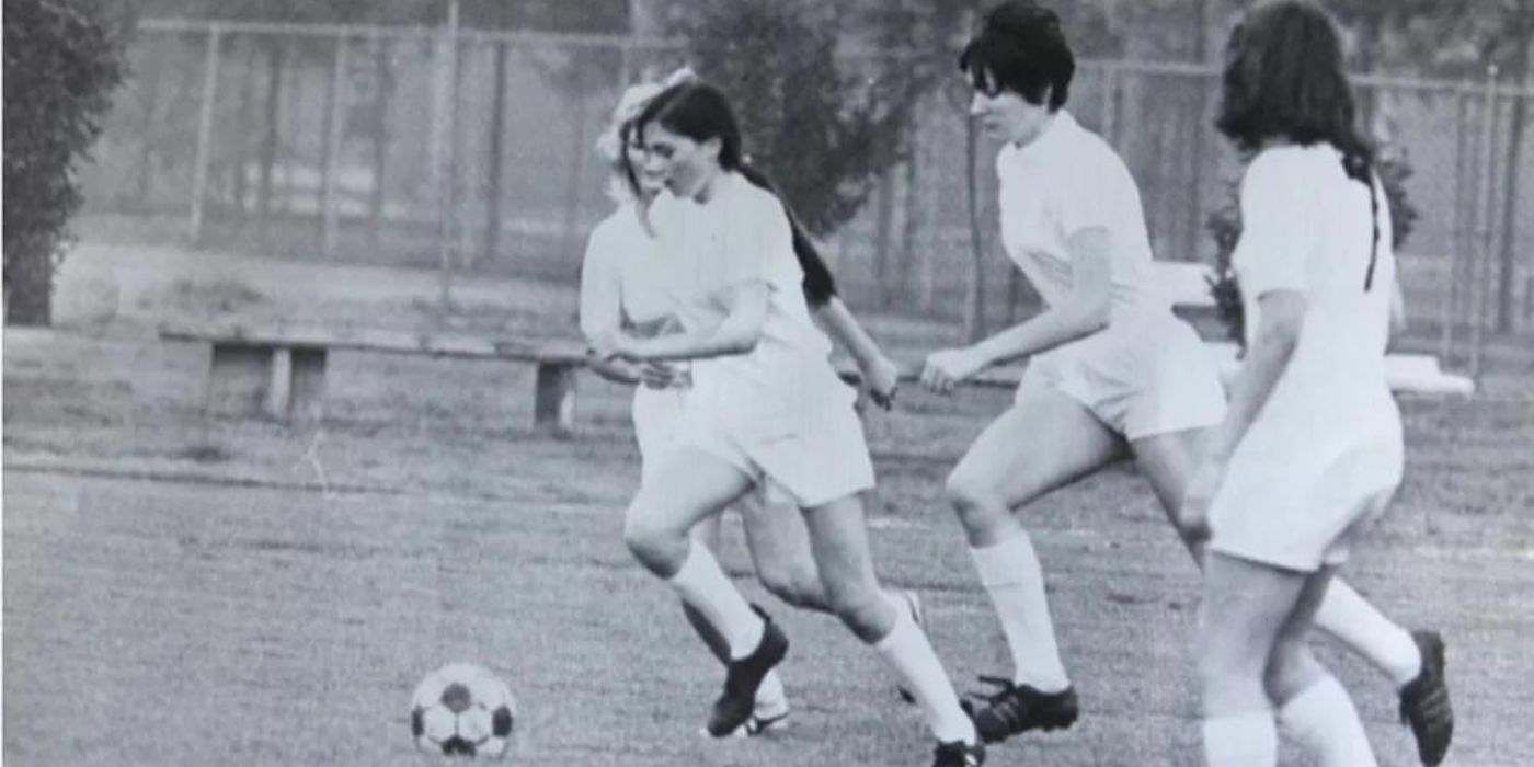 Copa 71 black and white girls playing soccer