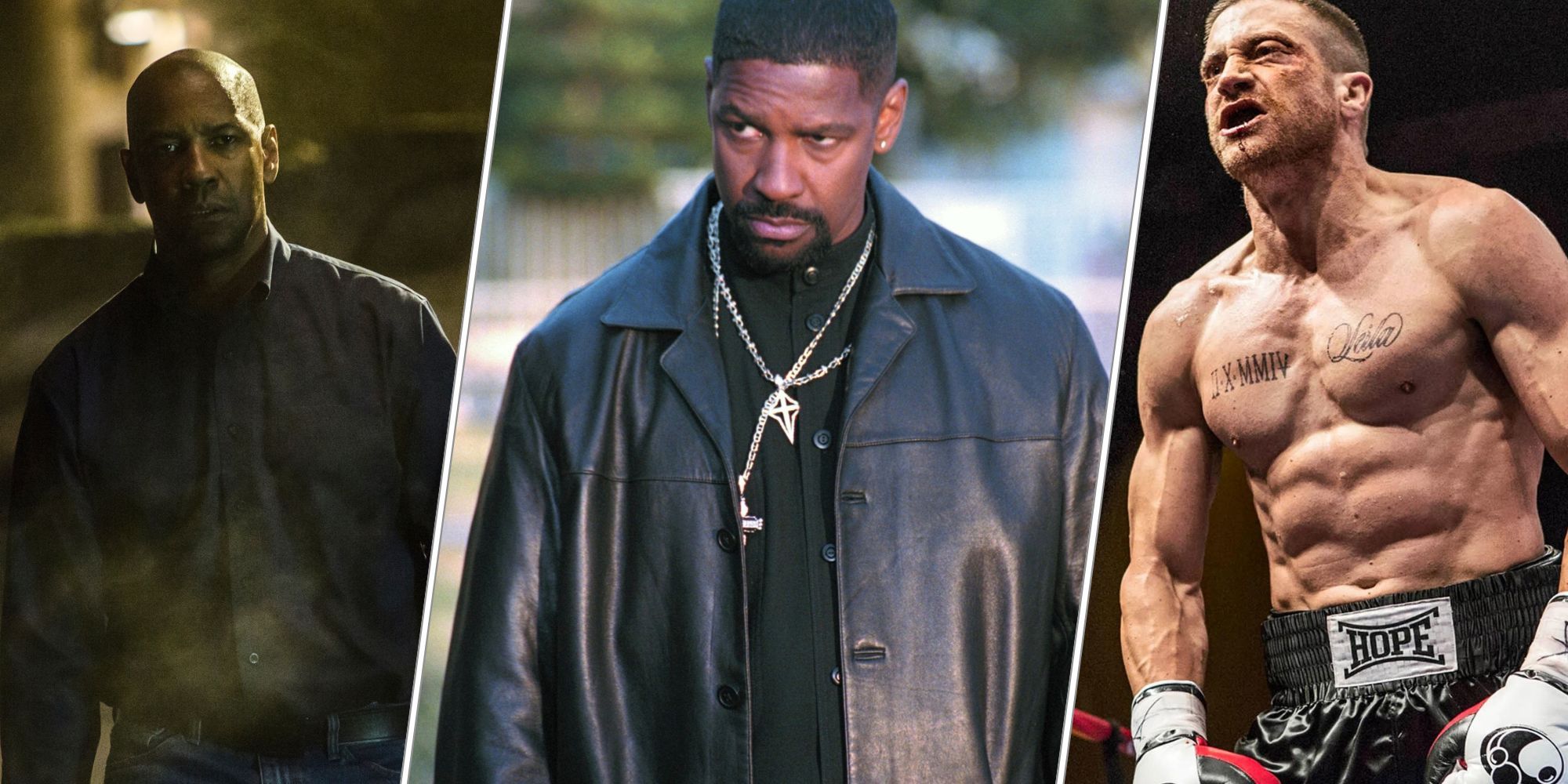 Denzel Washington in 'The Equalizer' and 'Training Day' and Jake Gyllenhaal in 'Southpaw'