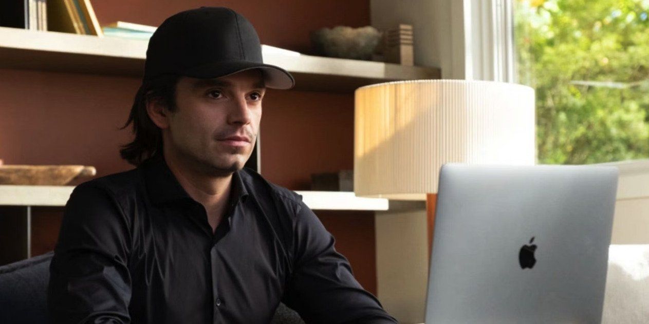 A still from the film Dumb Money featuring Vlad Tenev, portrayed by Sebastian Stan