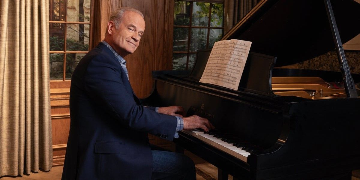 Kelsey Grammer sitting at piano for 'Frasier' promotional photo