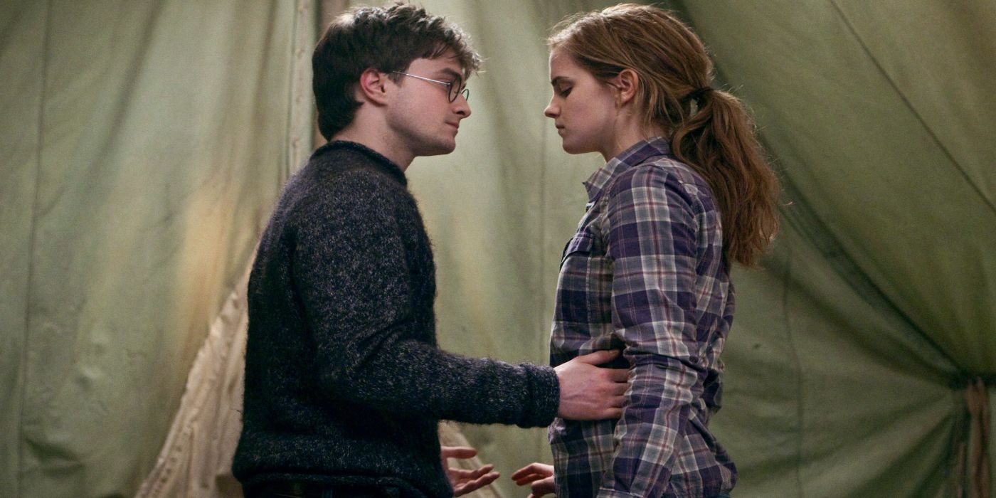 Daniel Radcliffe's Harry Pooter and Emma Watson's Hermione Granger share an awkward dance in a tent in Harry Potter and the Deathly Hallows Part 1