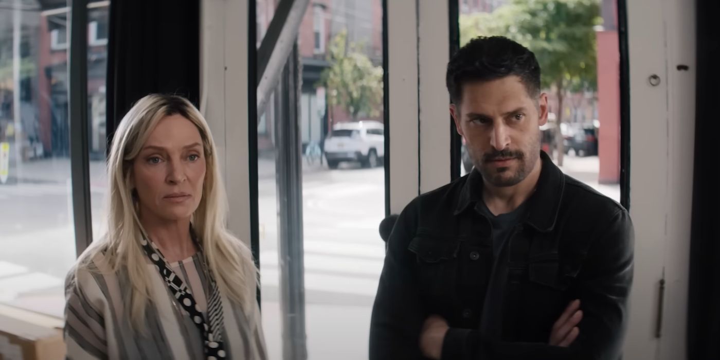 Uma Thurman et Joe Manganiello dans le rôle de Patrice et Reggie dans The Kill Room