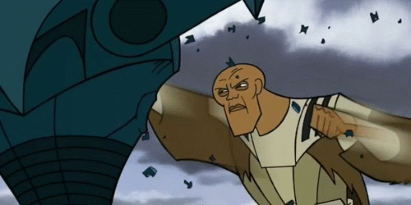 Mace Windu punching a droid in 'Star Wars: Clone Wars'