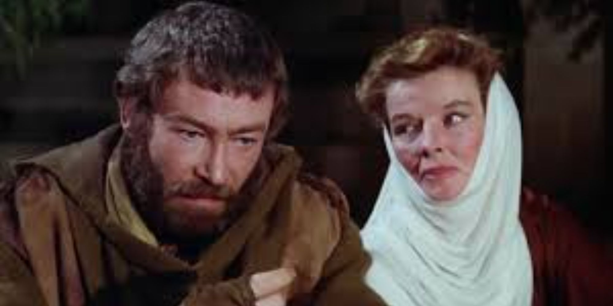Close up of Peter O&rsquo;Toole as Henry II and Katharine Hepburn as Eleanor of Aquitaine in The Lion in Winter