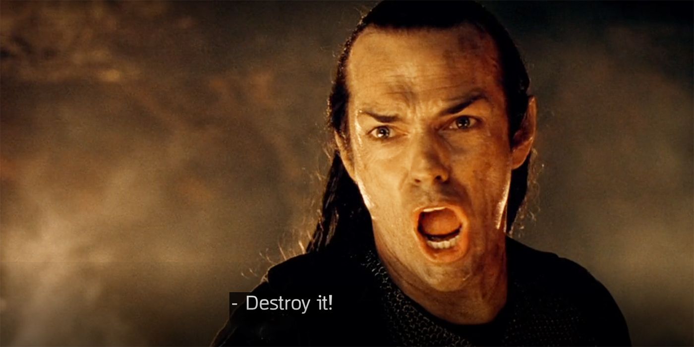 Hugo Weaving as Elrond in Lord of the Rings: The Fellowship of the Ring telling Isildur to destroy the One Ring