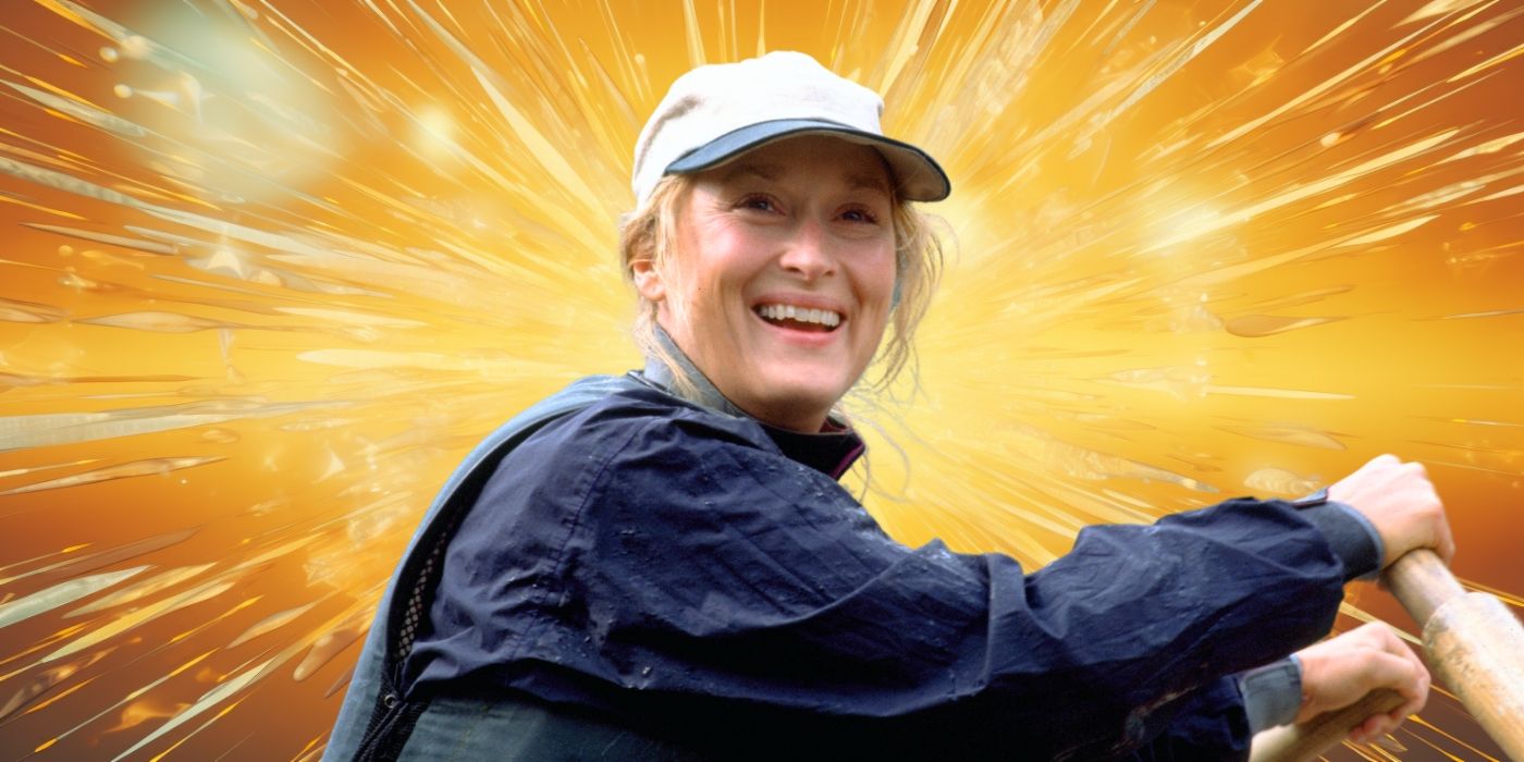 Meryl Streep as Gail Hartman smiling against a bright golden background