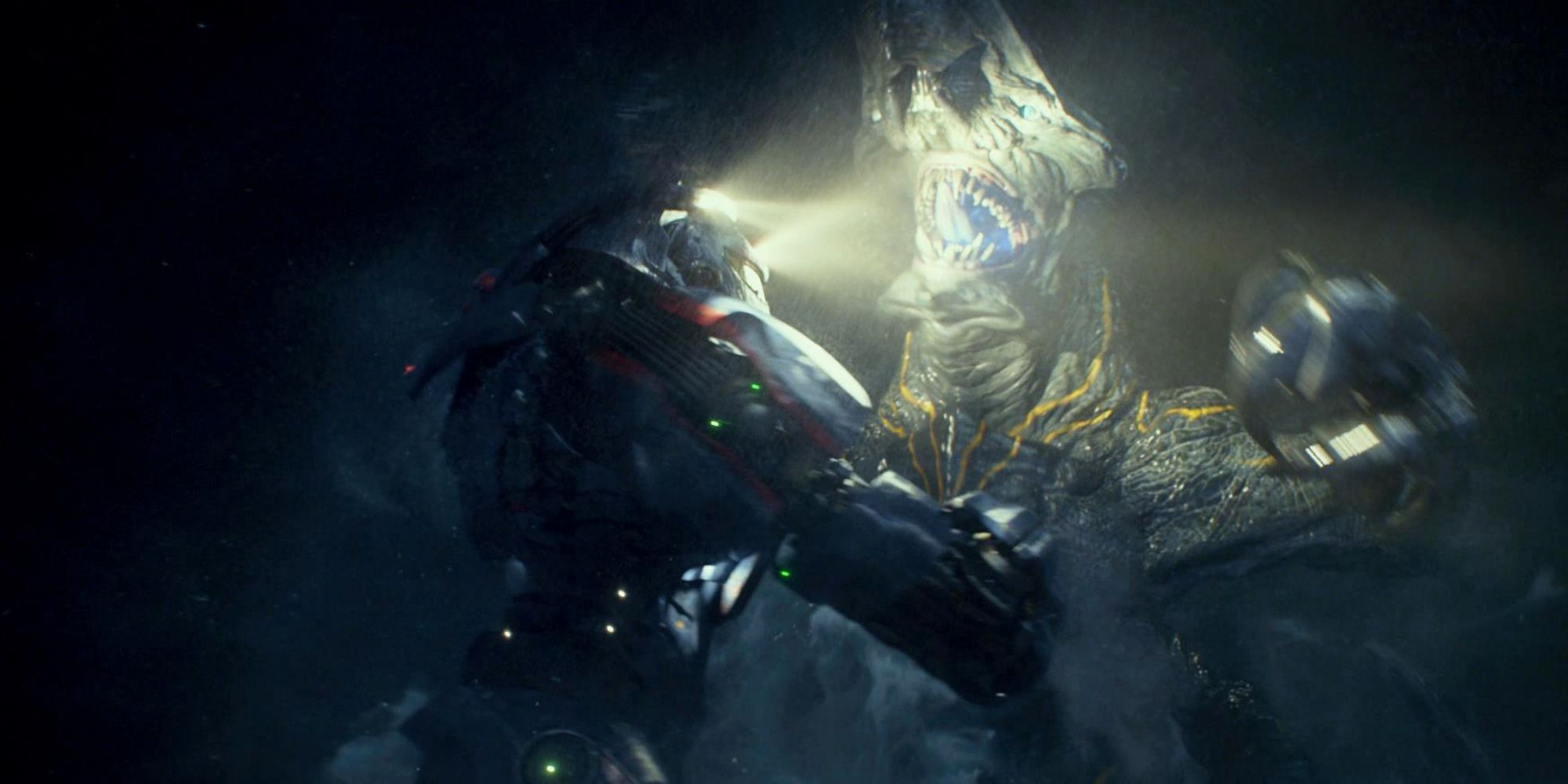 Still image of monsters fighting in Pacific Rim