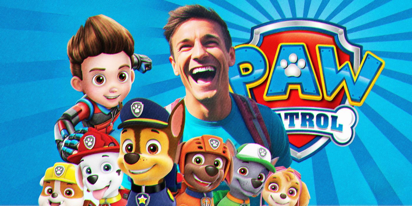The PAW Patrol gang with a random grown-up!