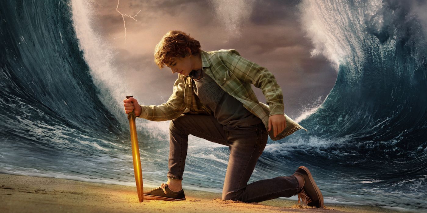 Walker Scobell as Percy Jackson controlling the waves for 'Percy Jackson and the Olympians' Poster