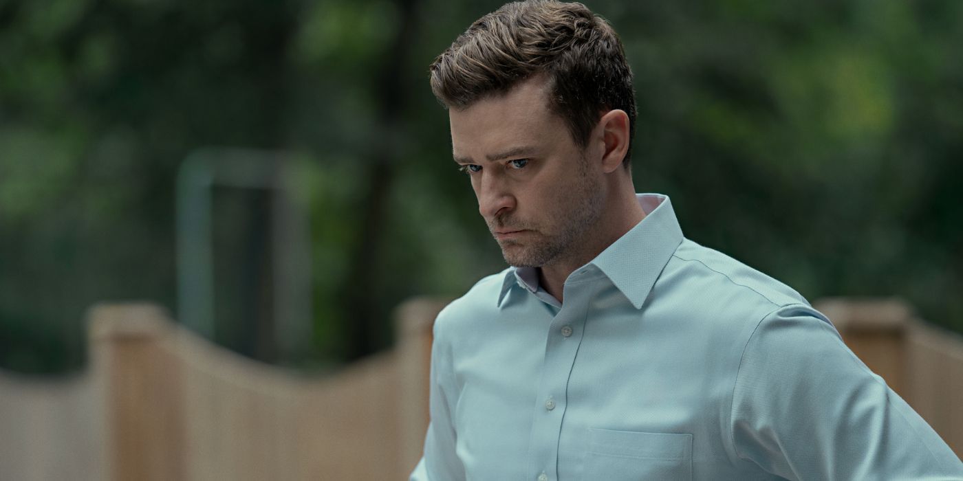 Justin Timberlake as Will Grady looking grim while standing still in Reptile 