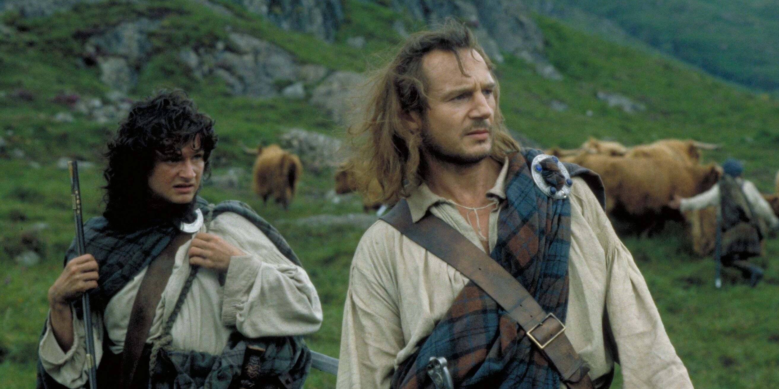A still from the film Rob Roy featuring Liam Neeson and Brian McCardie