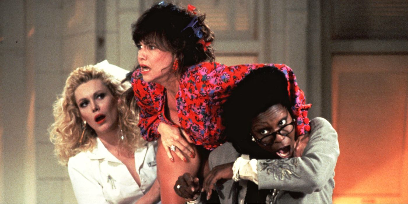 Whoopi Goldberg and Cathy Moriarty holding Sally Field back in Soapdish (1991)