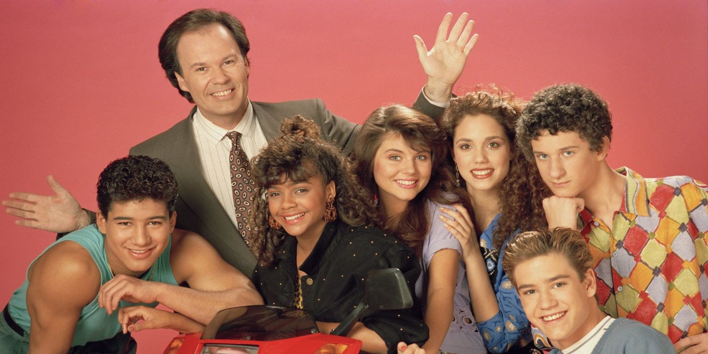 Mark-Paul Gosselaar, Mario Lopez, Dennis Haskins, Lark Voorhies, and Elizabeth Berkley in Saved by the Bell