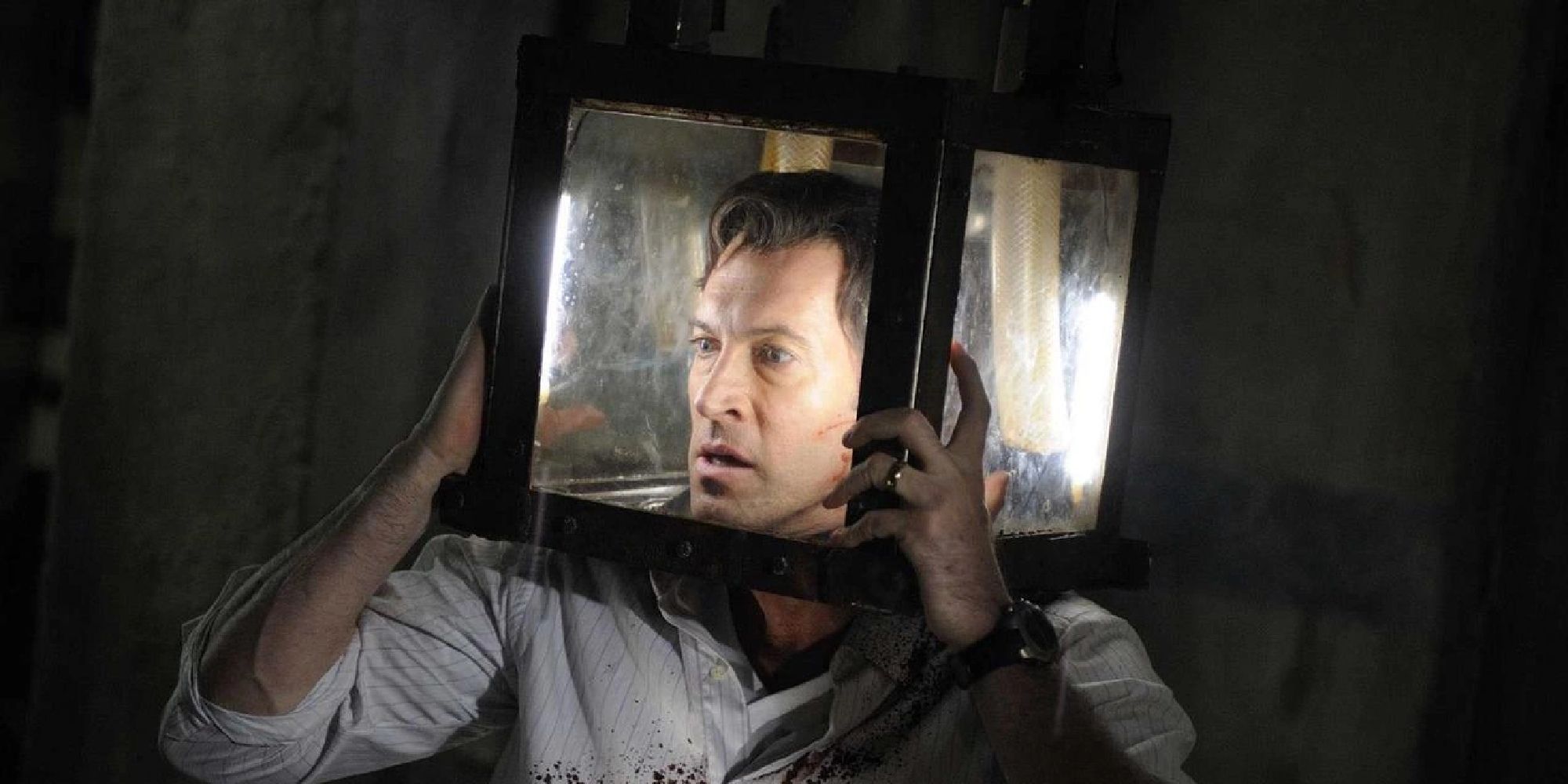 Peter Strahm, played by actor Scott Patterson, in the a Water Cube Trap featured in Saw V