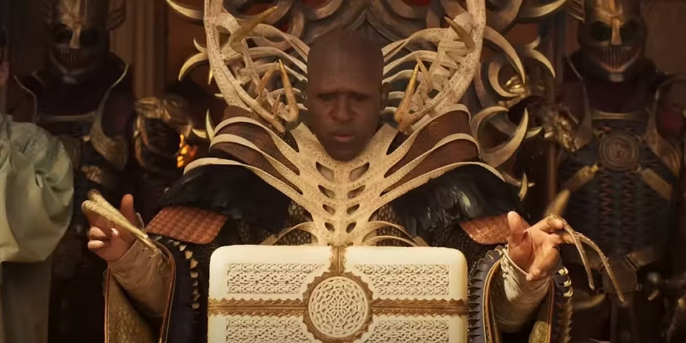 Lord Turak (Daniel Francis) receives the Horn of Valere