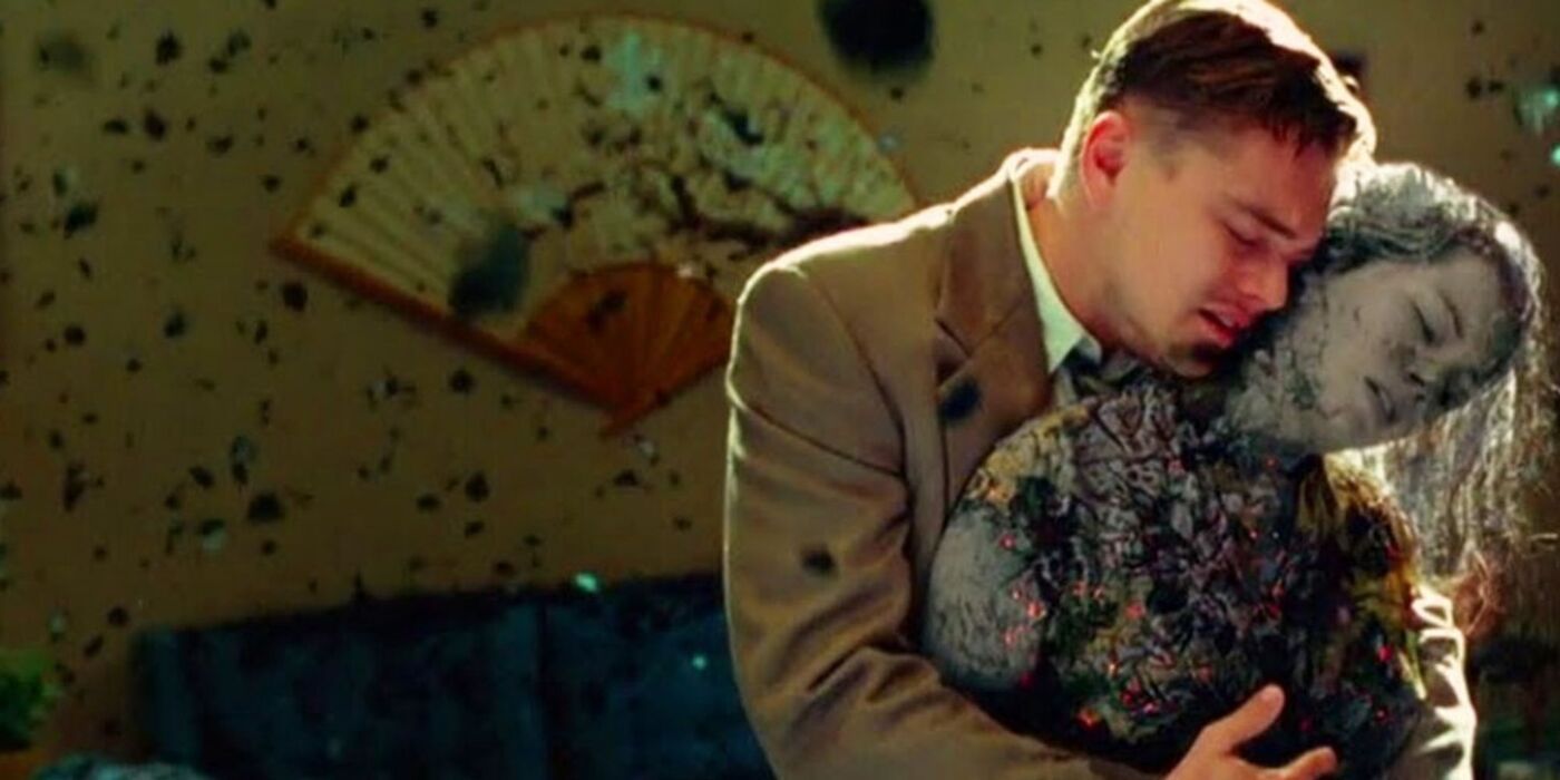 Leonardo DiCaprio clutches a deceased Michelle Williams in a dream during Martin Scorsese's 'Shutter Island'