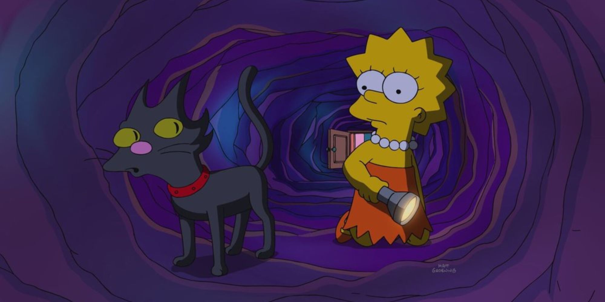 Snowball II leads Lisa into a cave