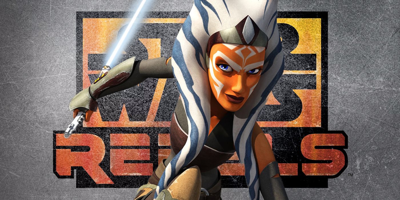 Blended image showing Ahsoka Tano against the logo for Star Wars Rebels
