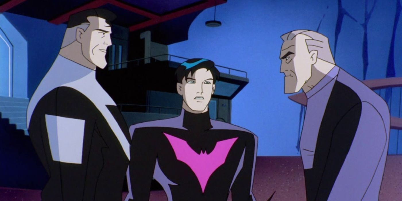 Superman, Terry McGinnis and Bruce Wayne in Batman Beyond Season 3, Episode 7, "The Call: Part 1"