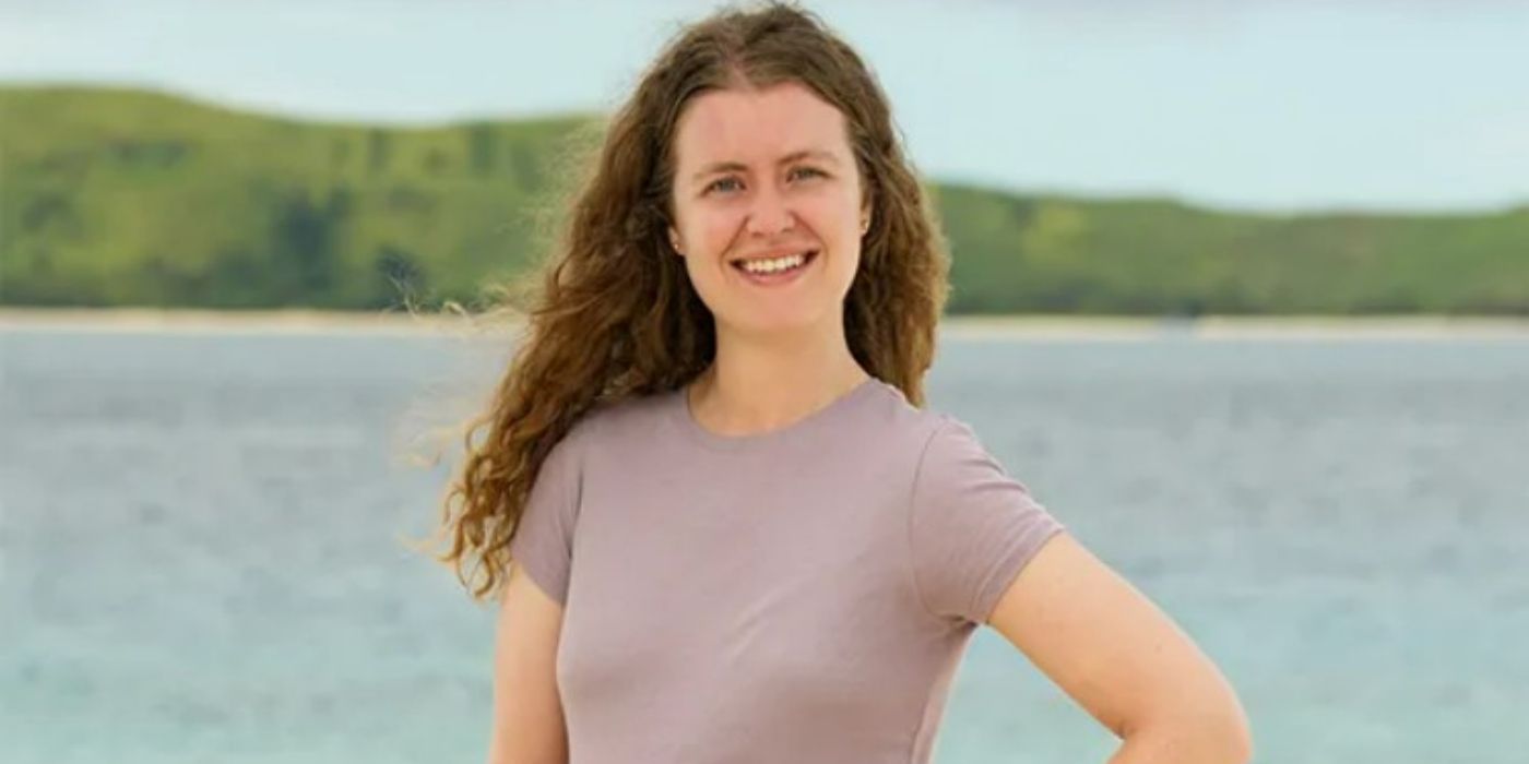 Emily Flippen poses in a tee shirt on the 'Survivor 45' island.