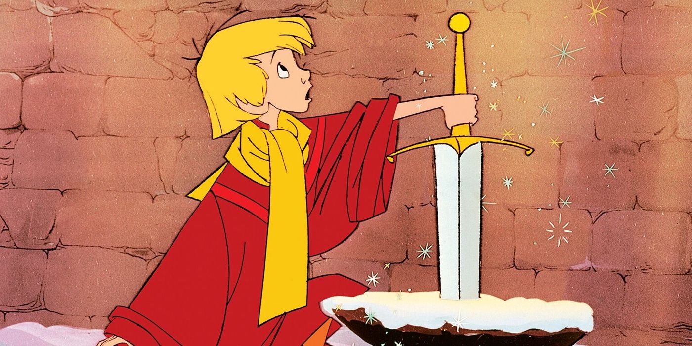 Arthur pulling Excalibur out of the stone in The Sword in the Stone