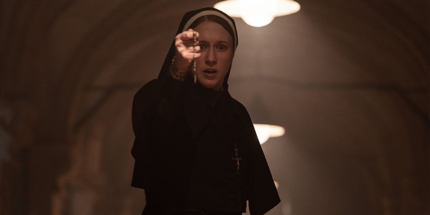 Taissa Farmiga clutches a cross as Sister Irene in “The Nun II.”